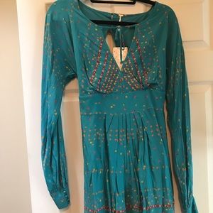 Free People Teal Long Sleeve Dress